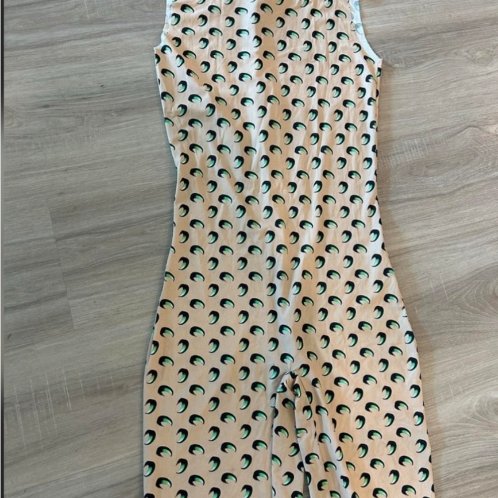 Marine Serre Beige and Green Patterned Fabric